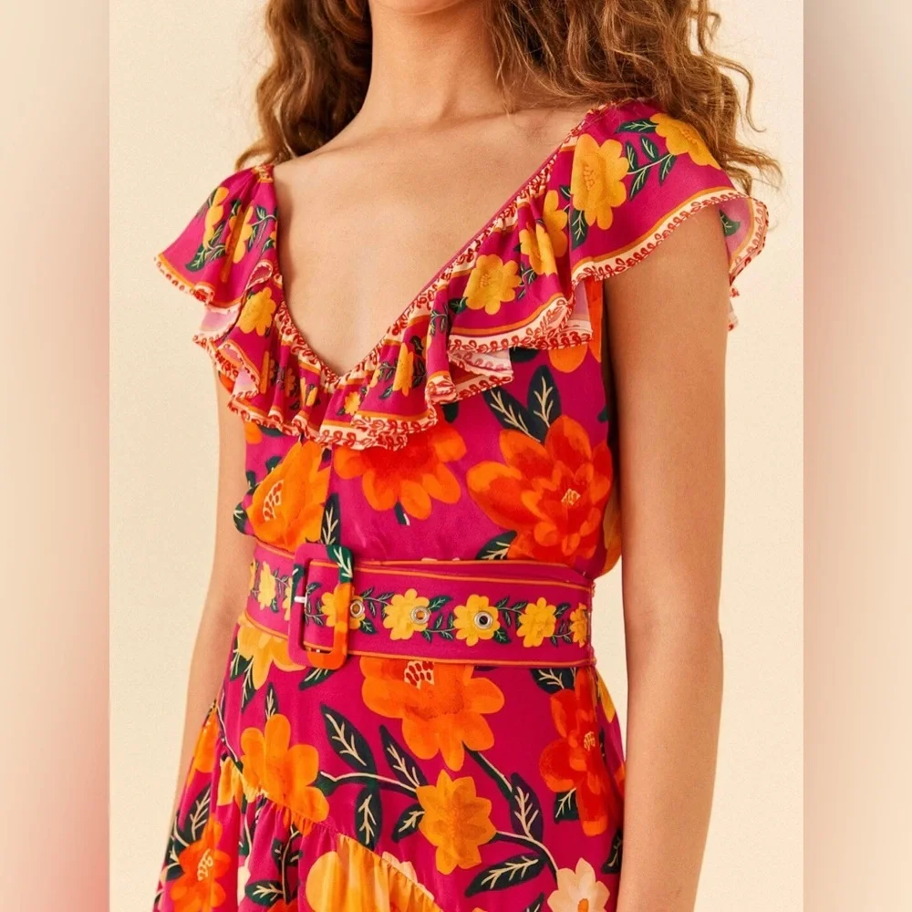 NWT FARM Rio Pink Flowers Tapestry Mini Dress - Picture 4 of 9
